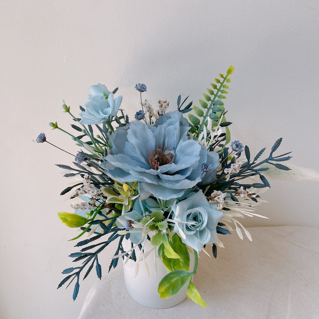 Blue Breezer Petite Artificial Flower Arrangement