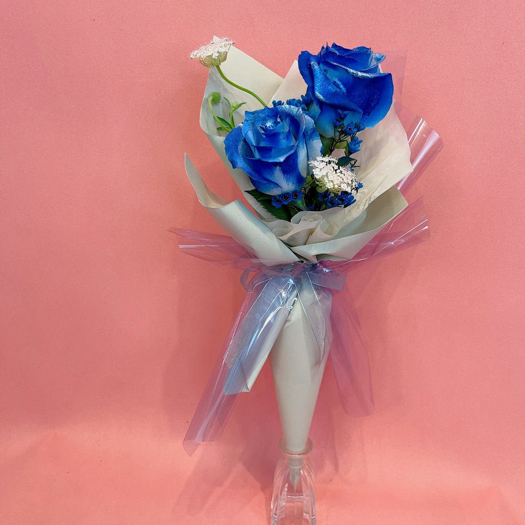 Loyalty Blue Cones Rose Bouquet