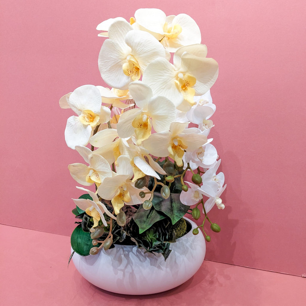 Buttermilk Orchids Artificial Arrangement