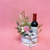 Petite Fresh Flower Box with Small Red Wine