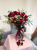 Fresh Red Roses Bridal Bouquet