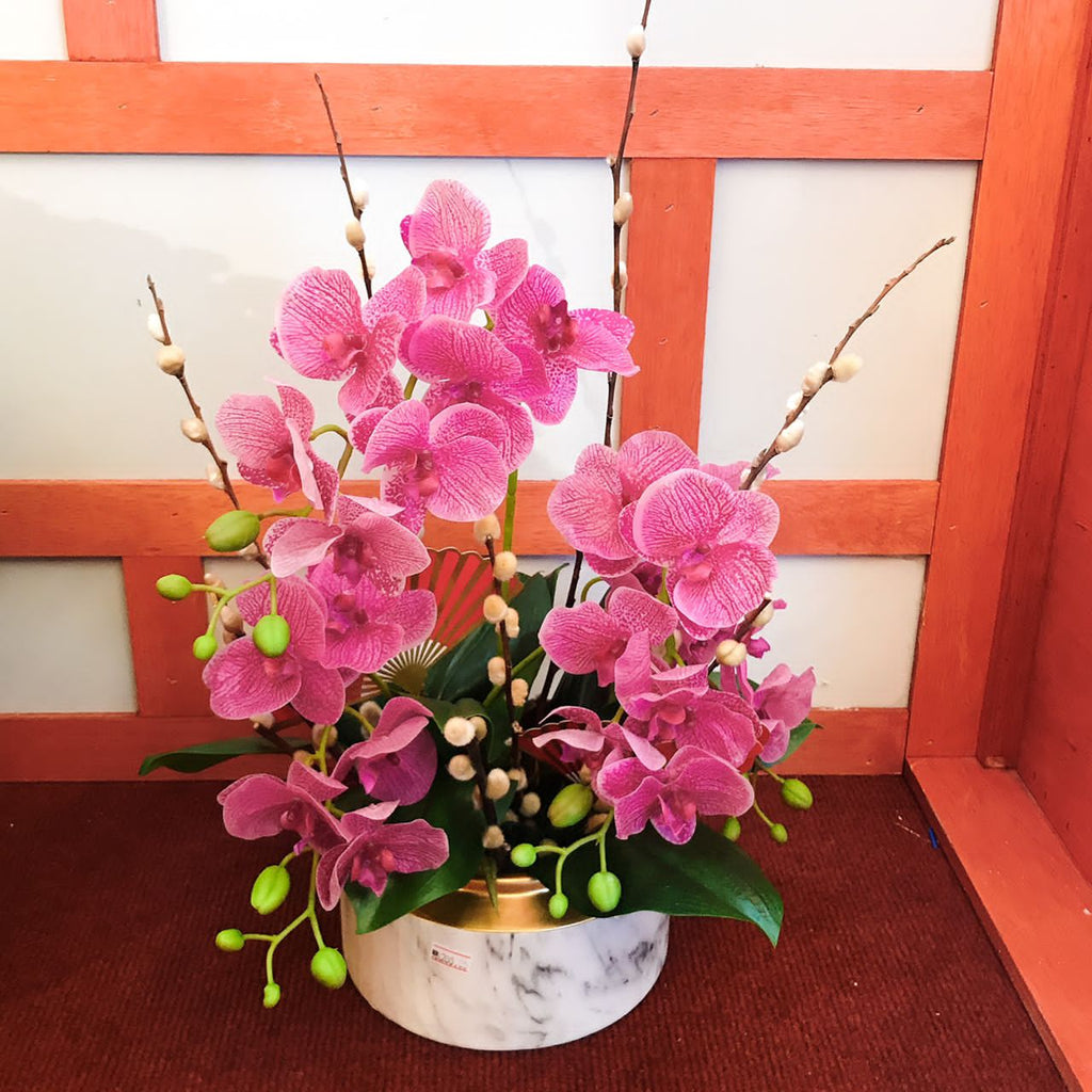 Pink Artificial Phalaenopsis Orchids Arrangement